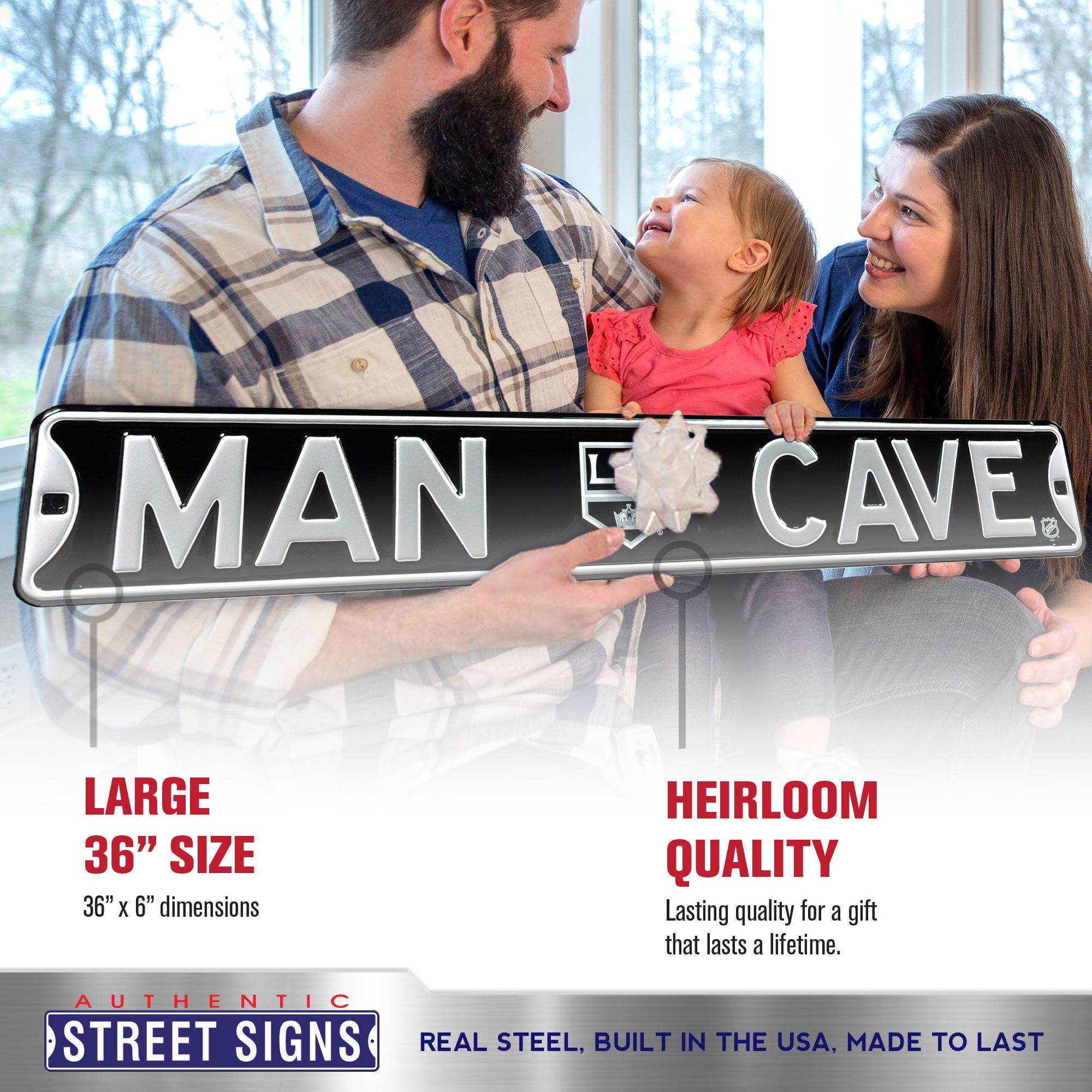 Los Angeles Kings - MAN CAVE - Embossed Steel Street Sign
