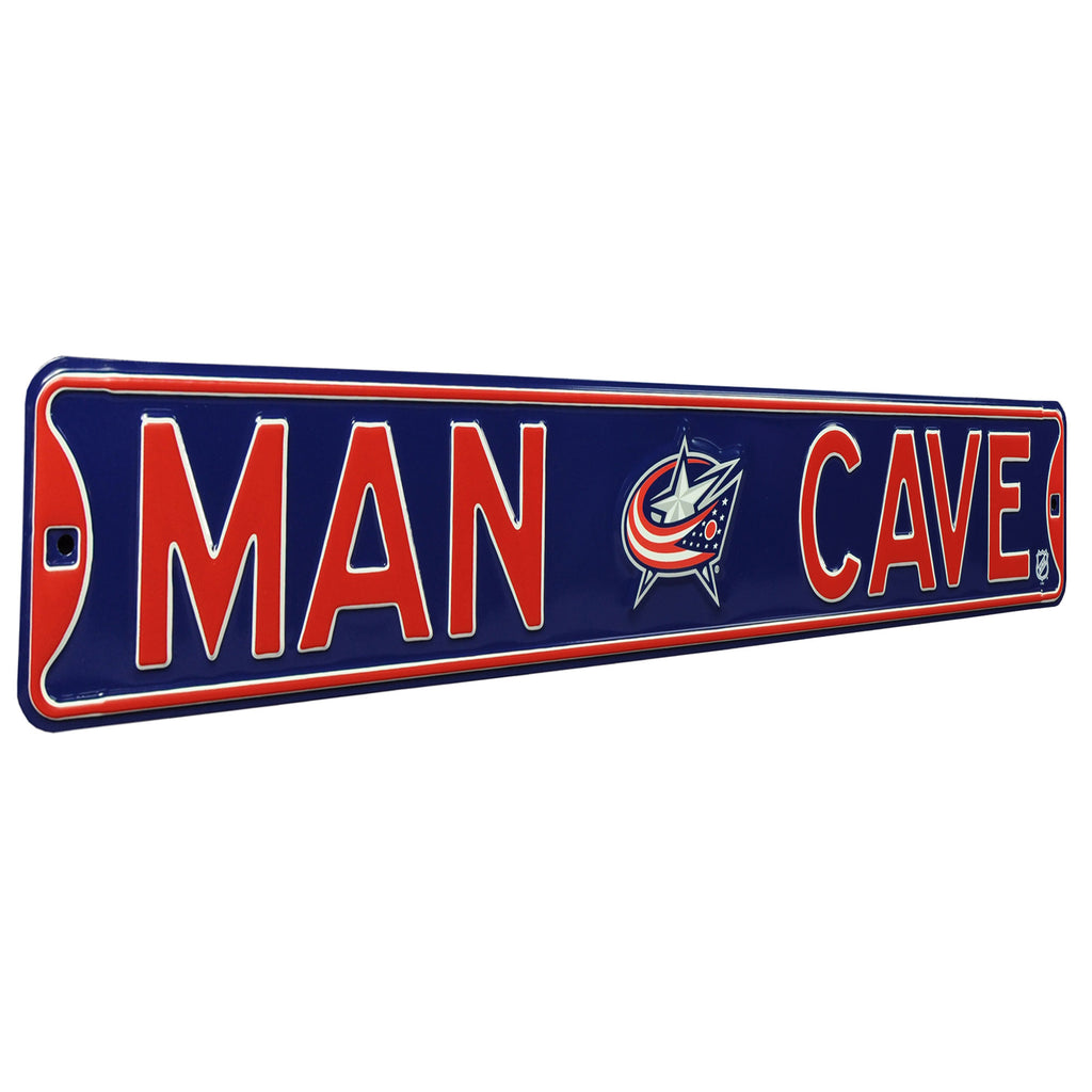 Columbus Blue Jackets - MAN CAVE - Embossed Steel Street Sign