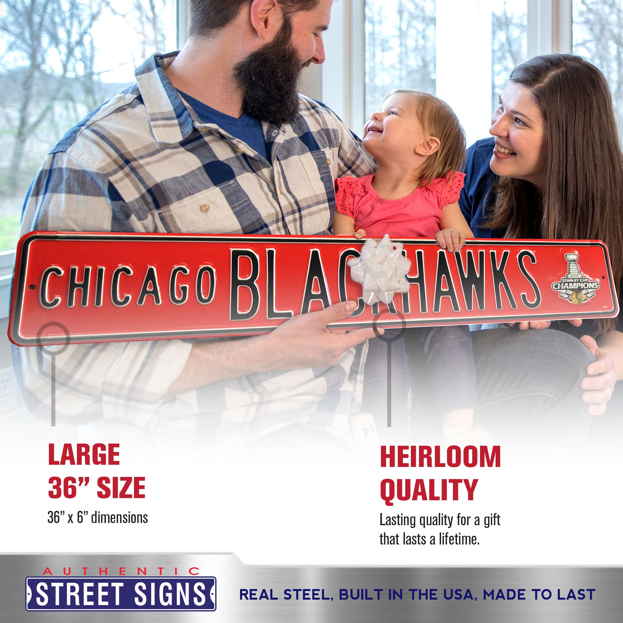 Chicago Blackhawks - 2015 STANLEY CUP - Embossed Steel Street Sign