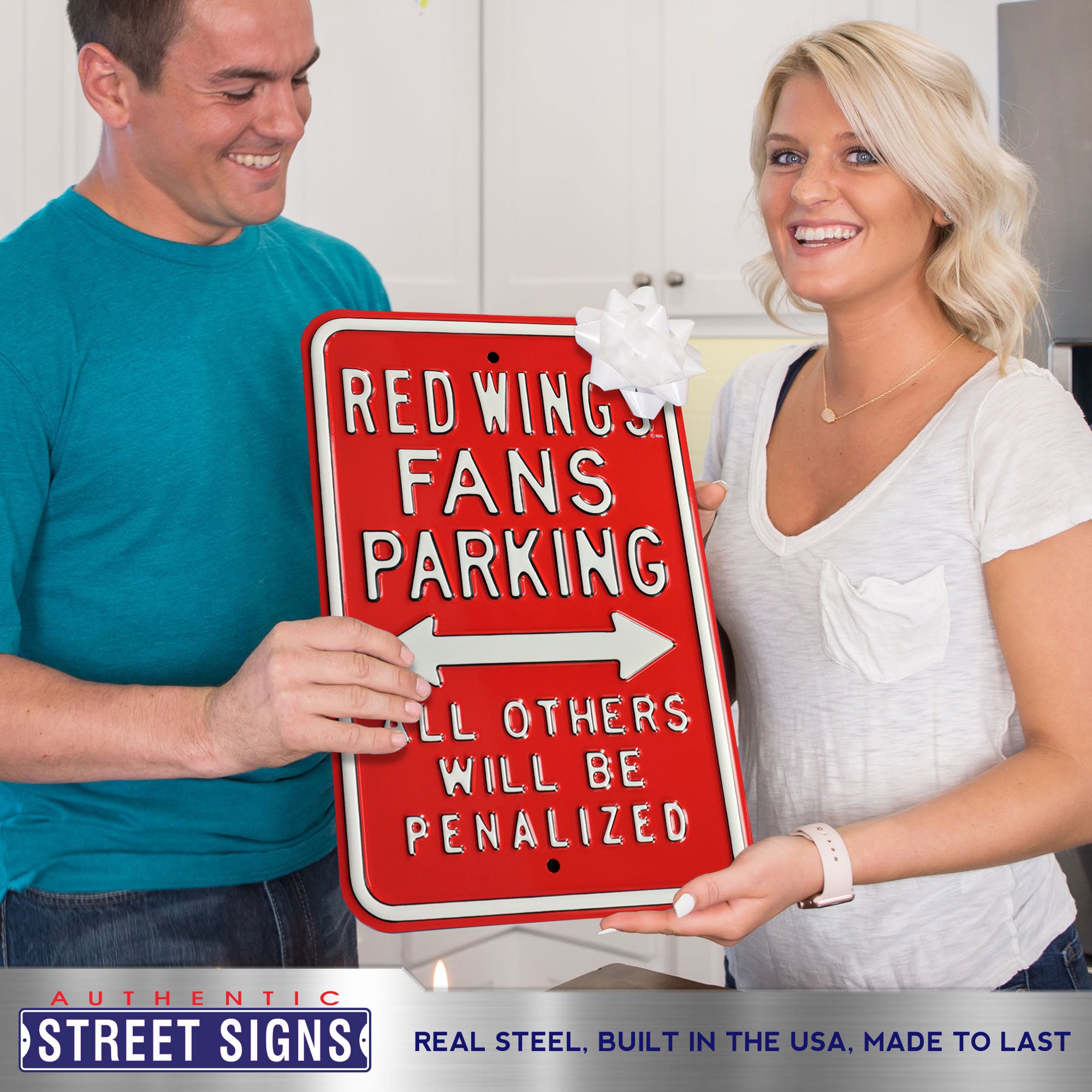 Detroit Red Wings - ALL OTHER FANS PENALIZED - Embossed Steel Parking Sign
