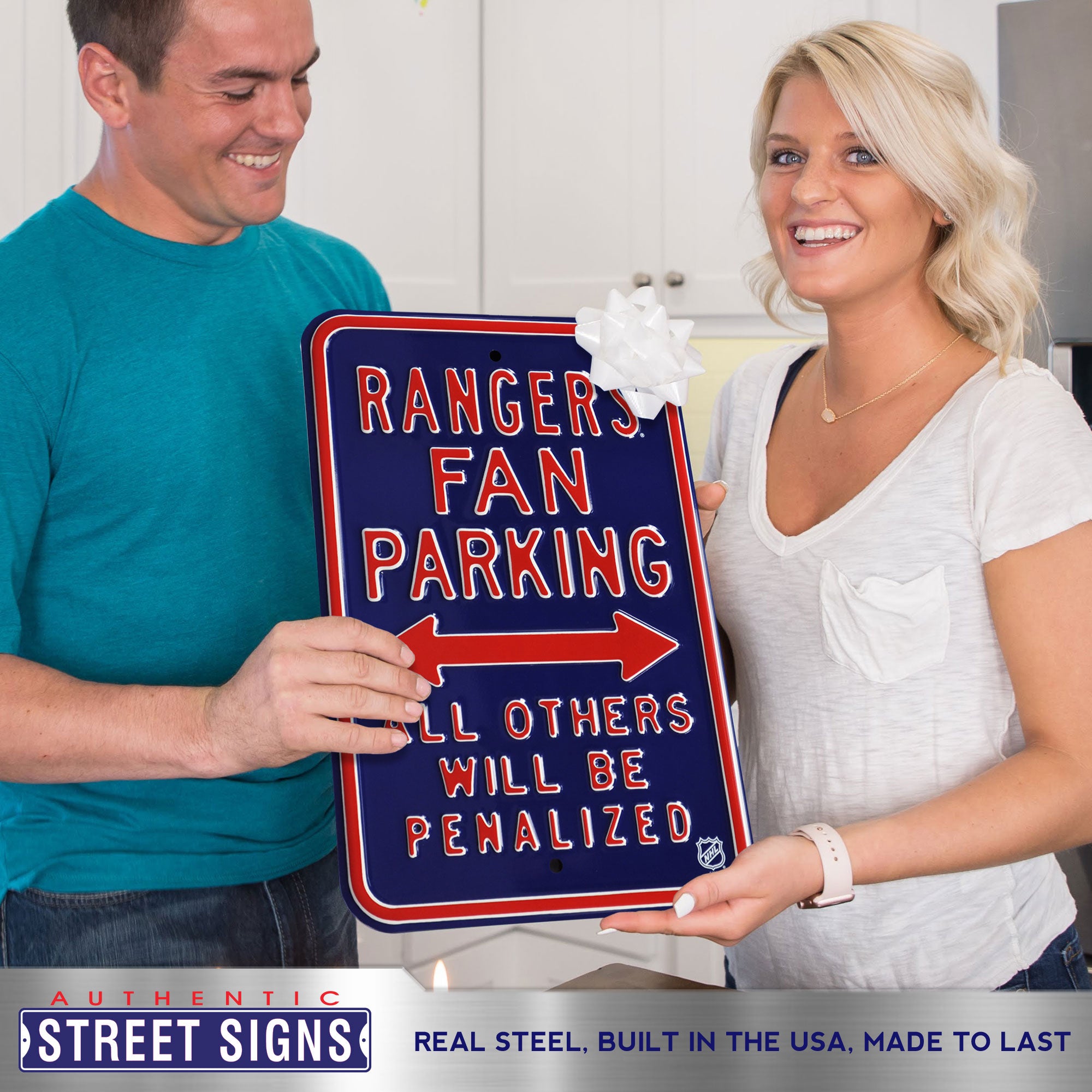 New York Rangers - ALL OTHER FANS PENALIZED - Embossed Steel Parking Sign
