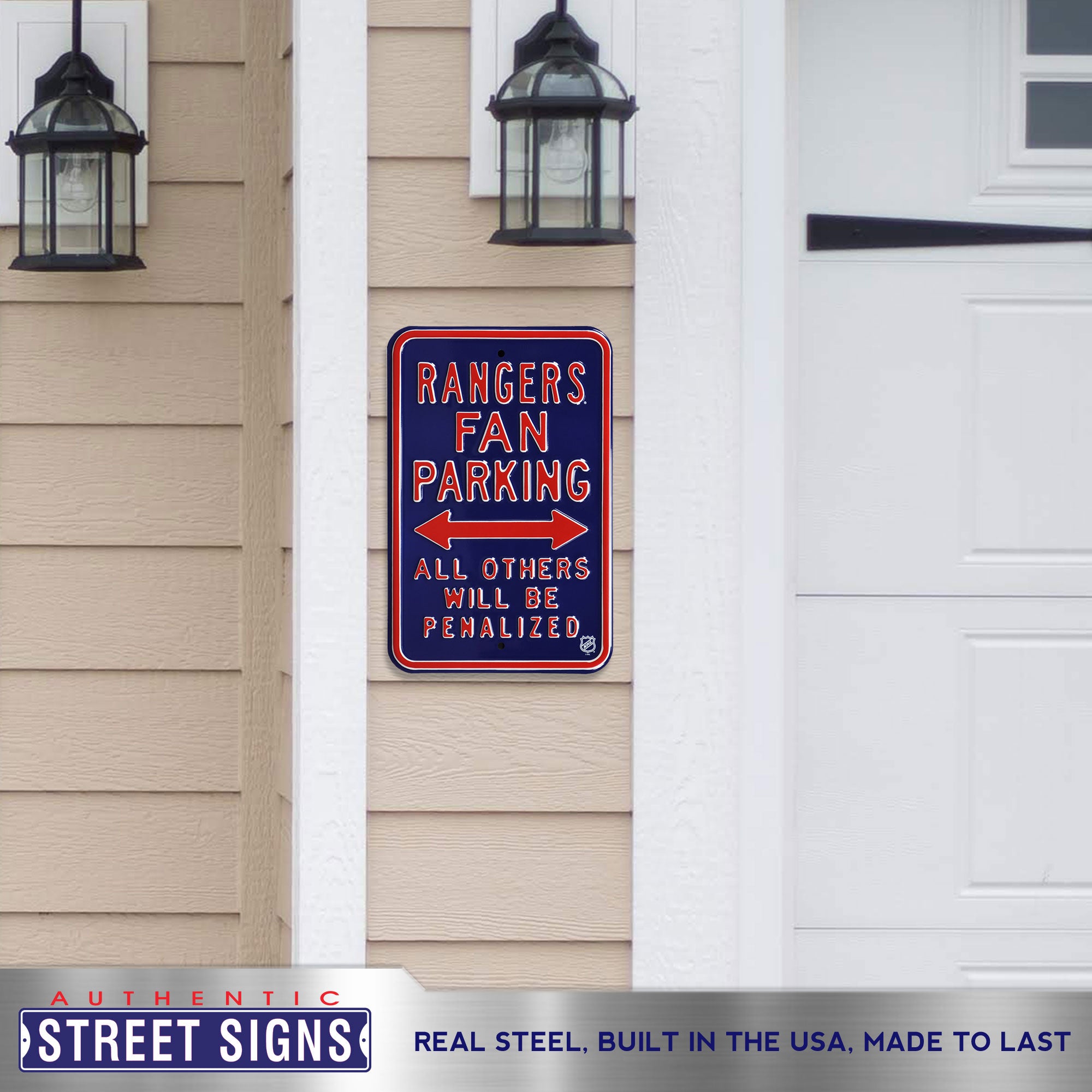 New York Rangers - ALL OTHER FANS PENALIZED - Embossed Steel Parking Sign