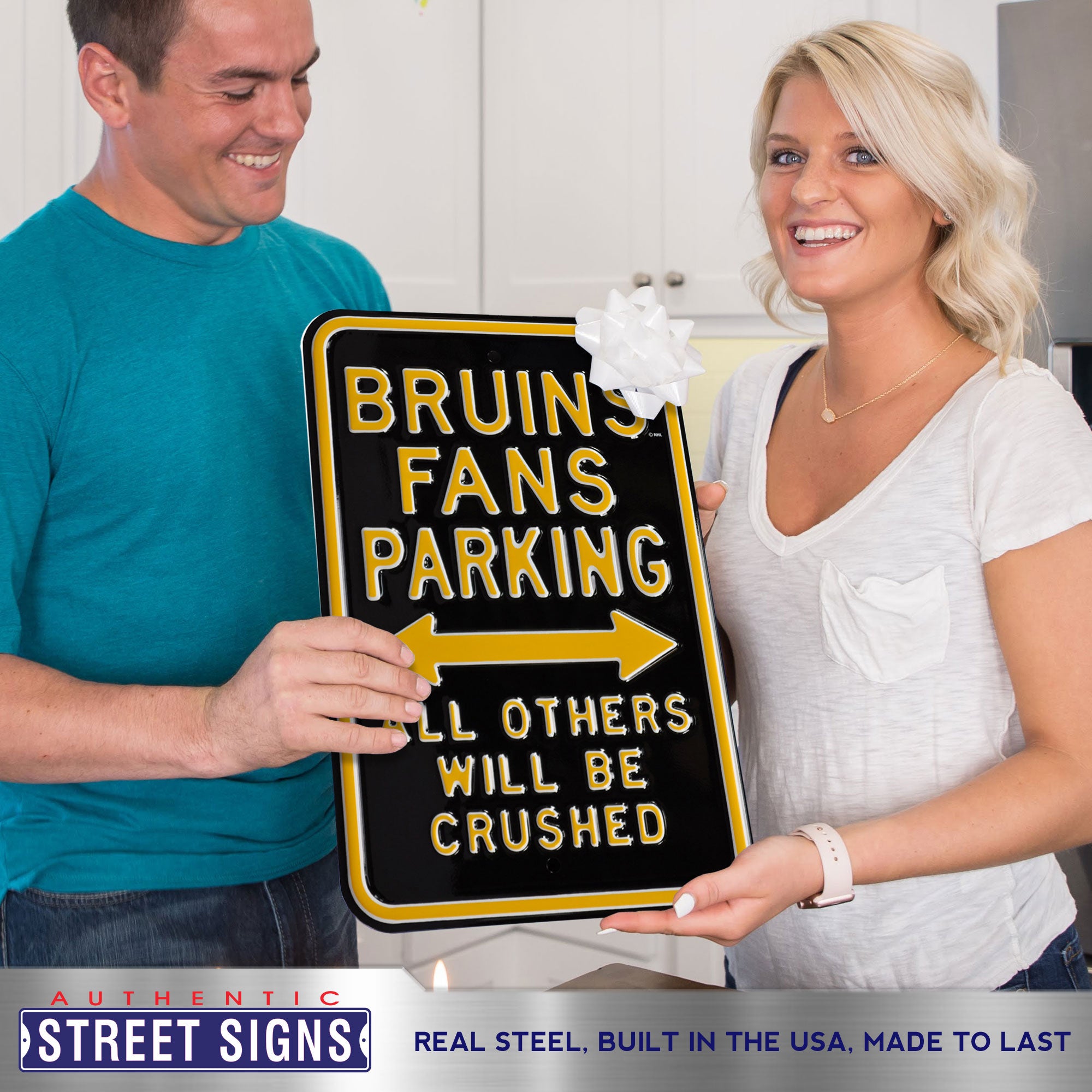 Boston Bruins - ALL OTHER FANS CRUSHED - Embossed Steel Parking Sign