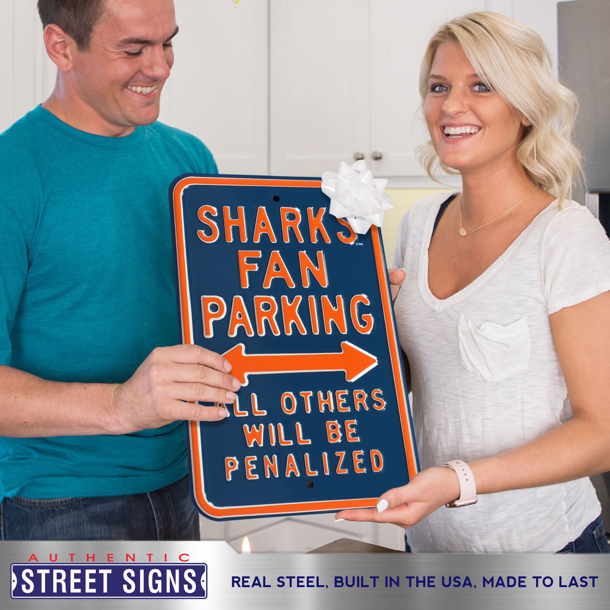 San Jose Sharks - ALL OTHER FANS PENALIZED - Embossed Steel Parking Sign