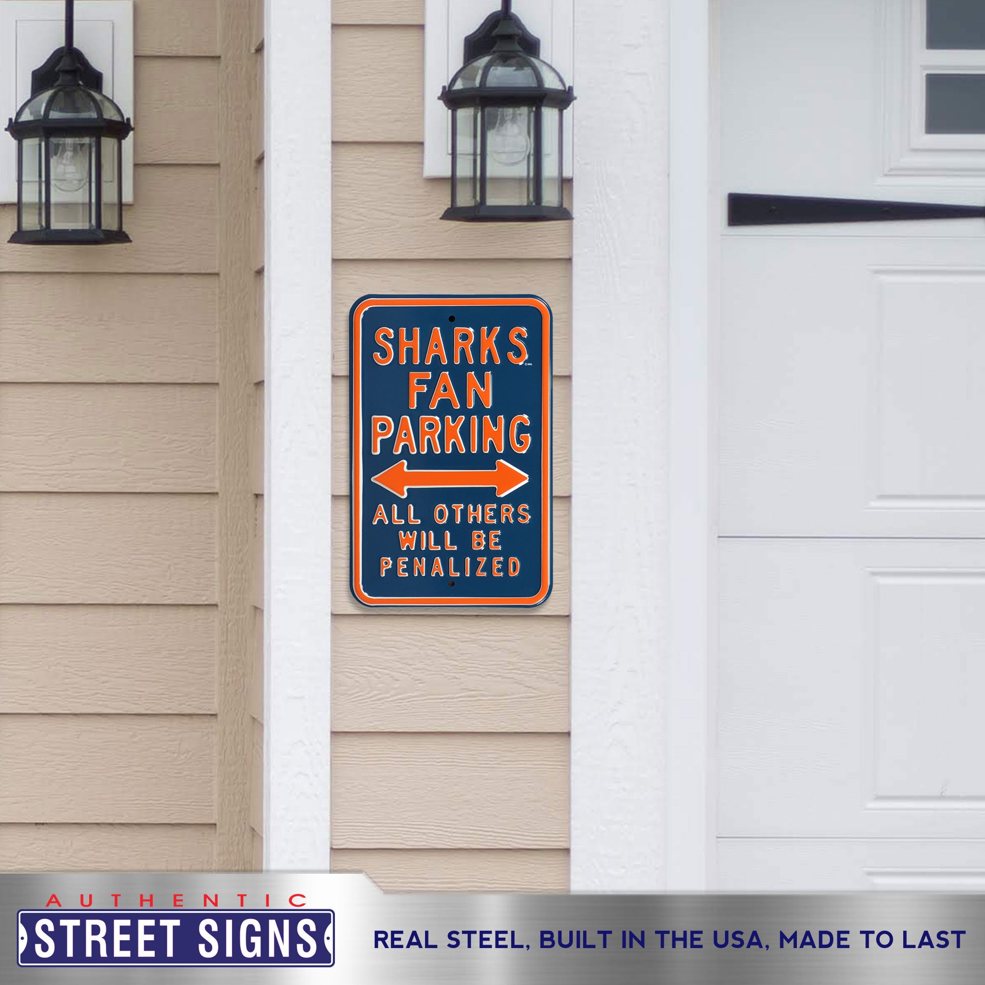 San Jose Sharks - ALL OTHER FANS PENALIZED - Embossed Steel Parking Sign