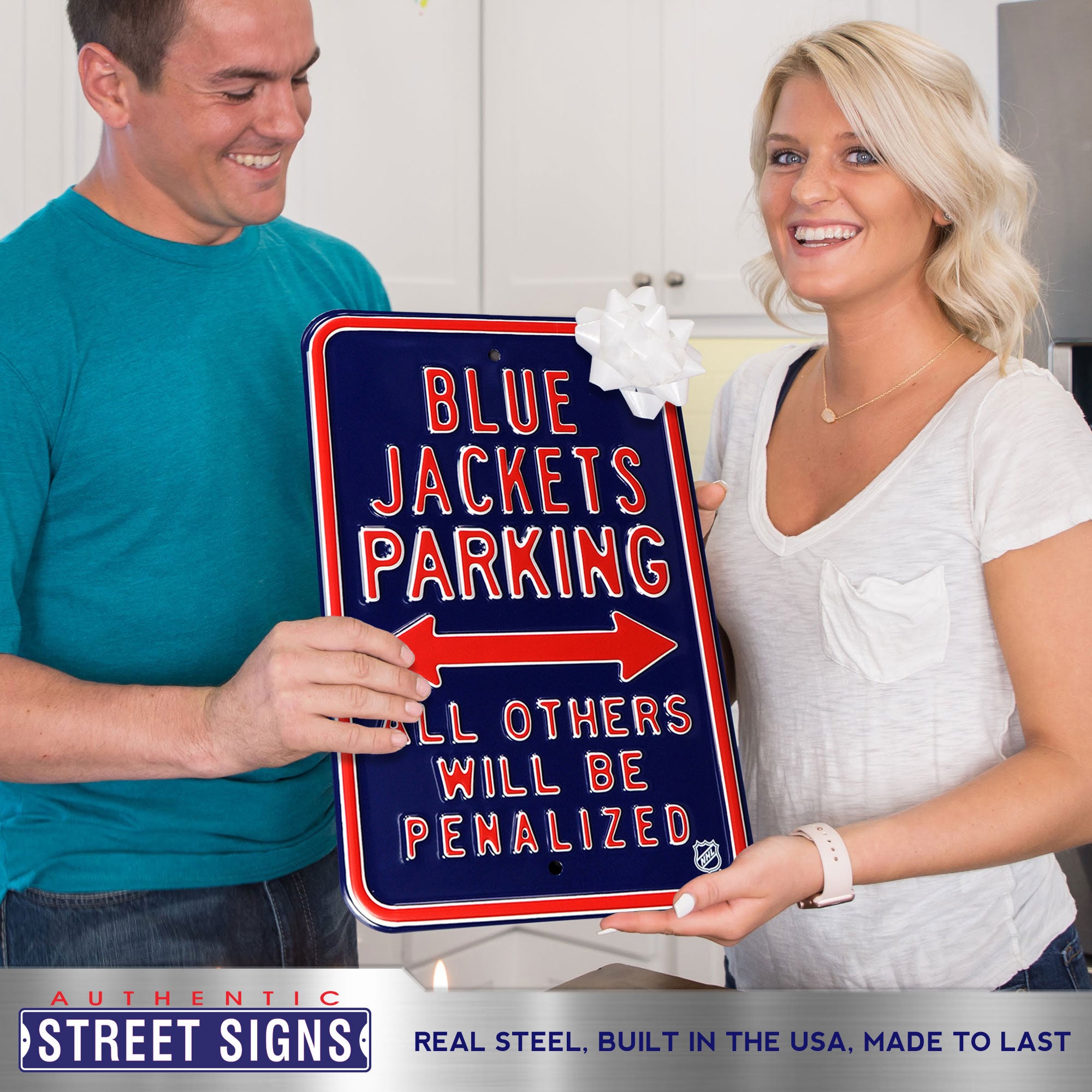 Columbus Blue Jackets - ALL OTHER FANS PENALIZED - Embossed Steel Parking Sign