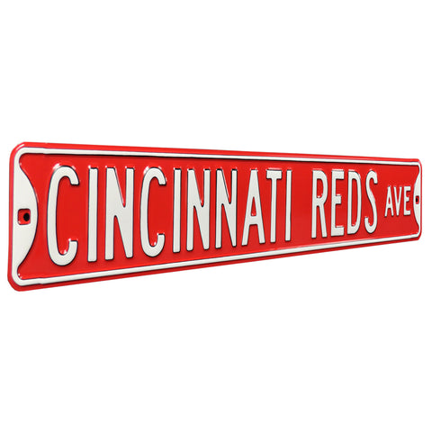 Cincinnati Reds - CINCINNATI REDS AVE - Embossed Steel Street Sign