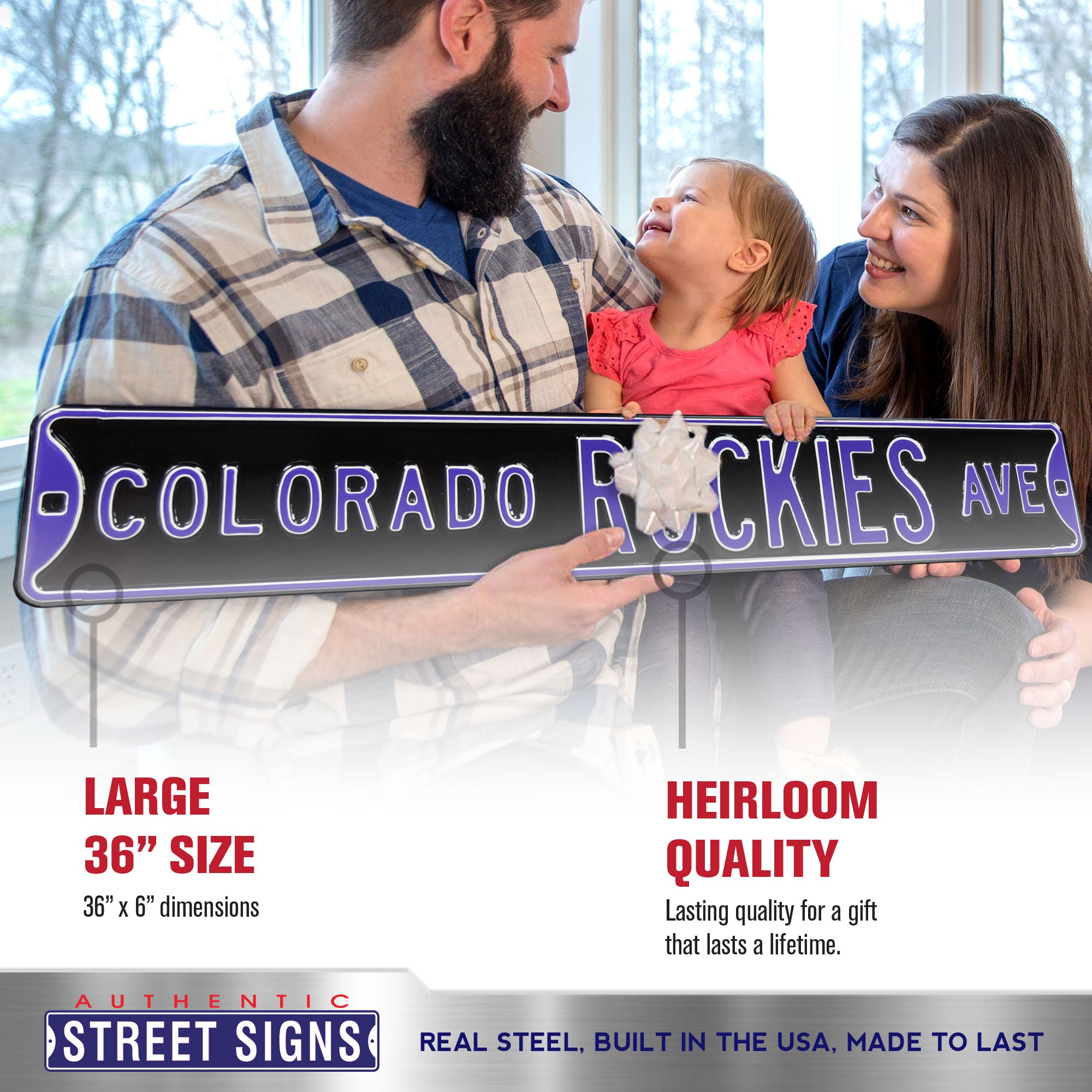 Colorado Rockies - ROCKIES AVE - Embossed Steel Street Sign