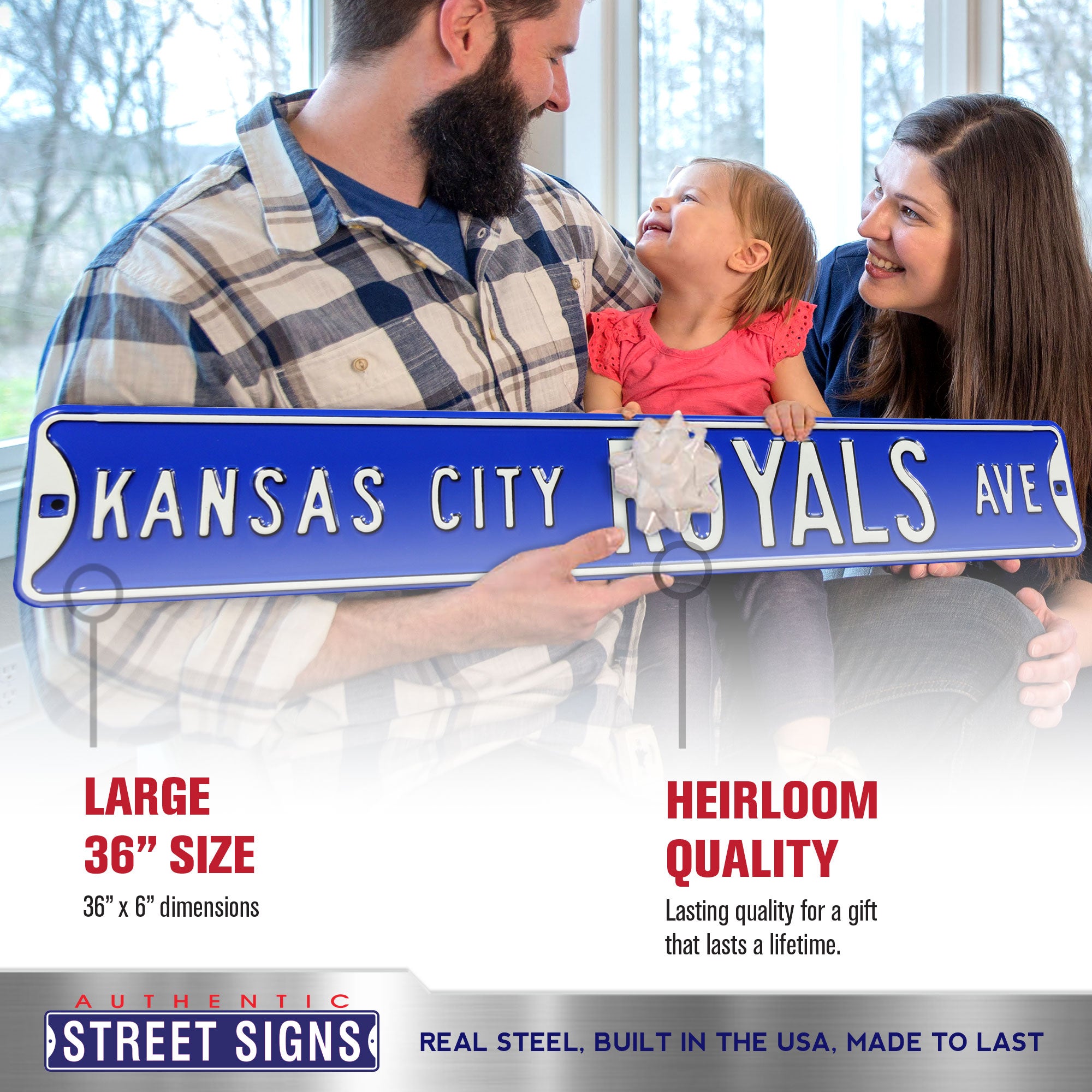 Kansas City Royals - ROYALS AVE - Embossed Steel Street Sign