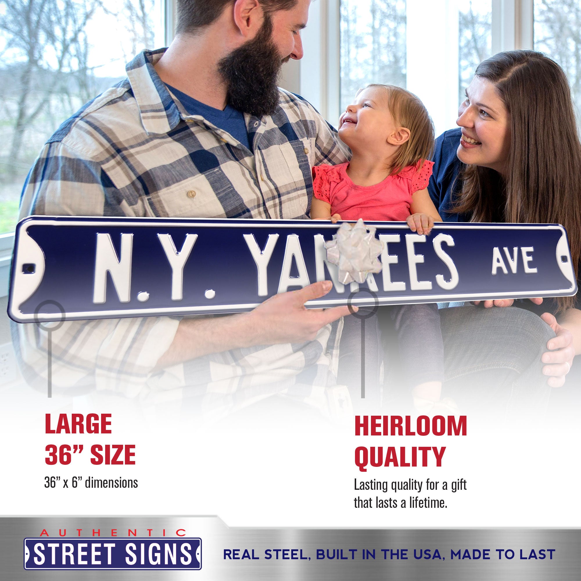 New York Yankees - NY YANKEES AVE - Embossed Steel Street Sign
