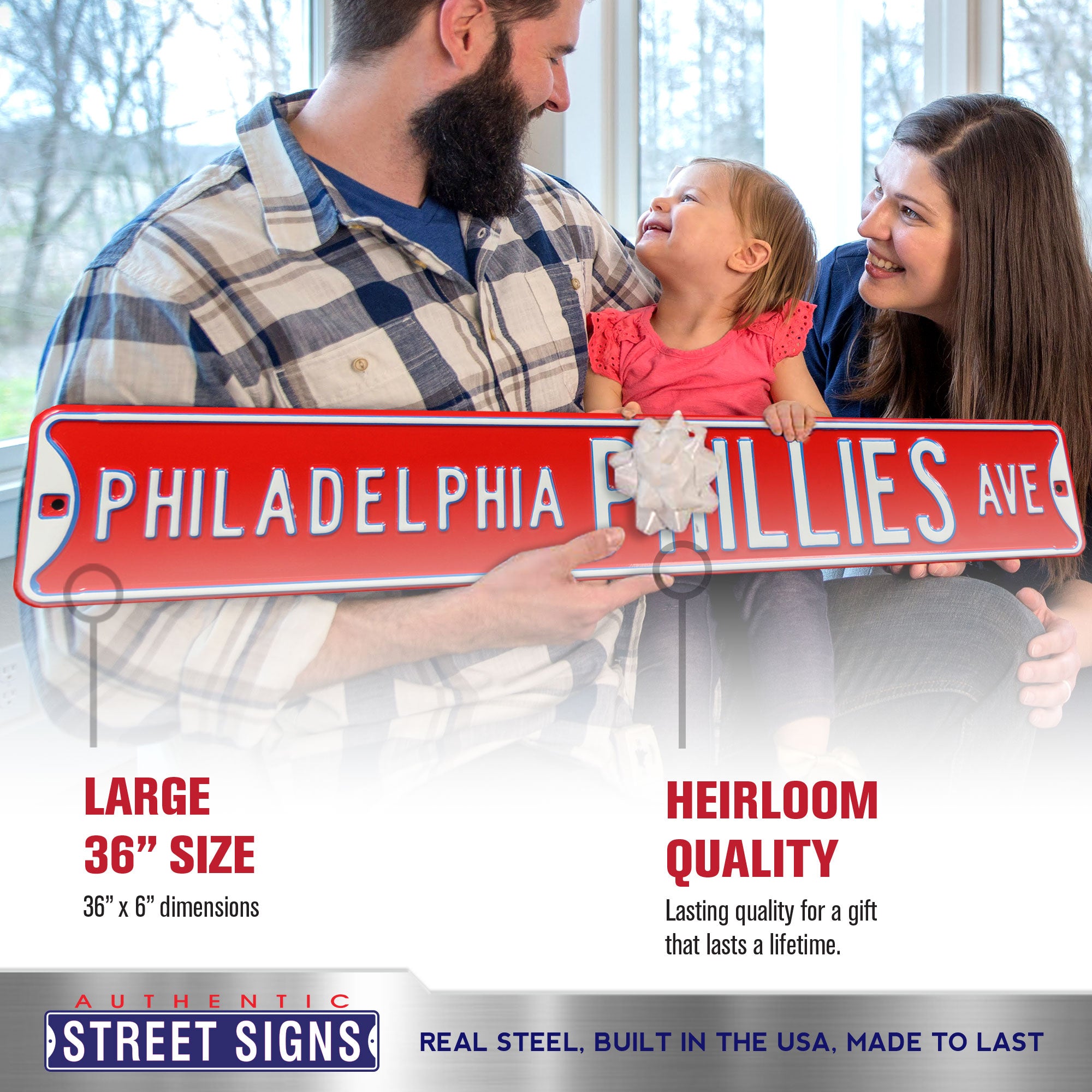 Philadelphia Phillies - PHILLIES AVE - Embossed Steel Street Sign