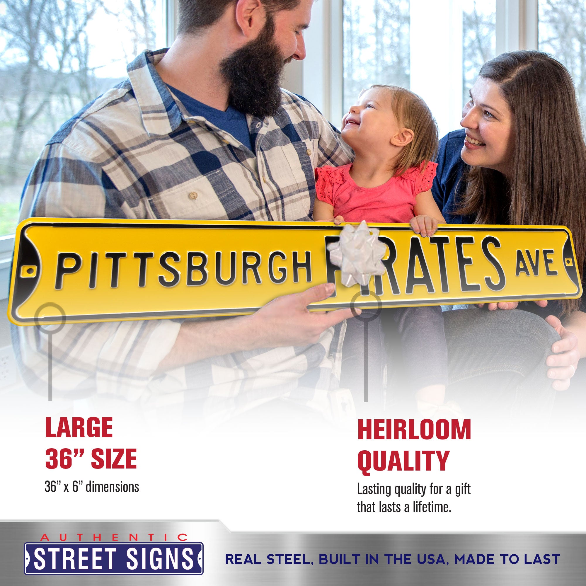 Pittsburgh Pirates - PITTSBURGH PIRATES AVE - Embossed Steel Street Sign
