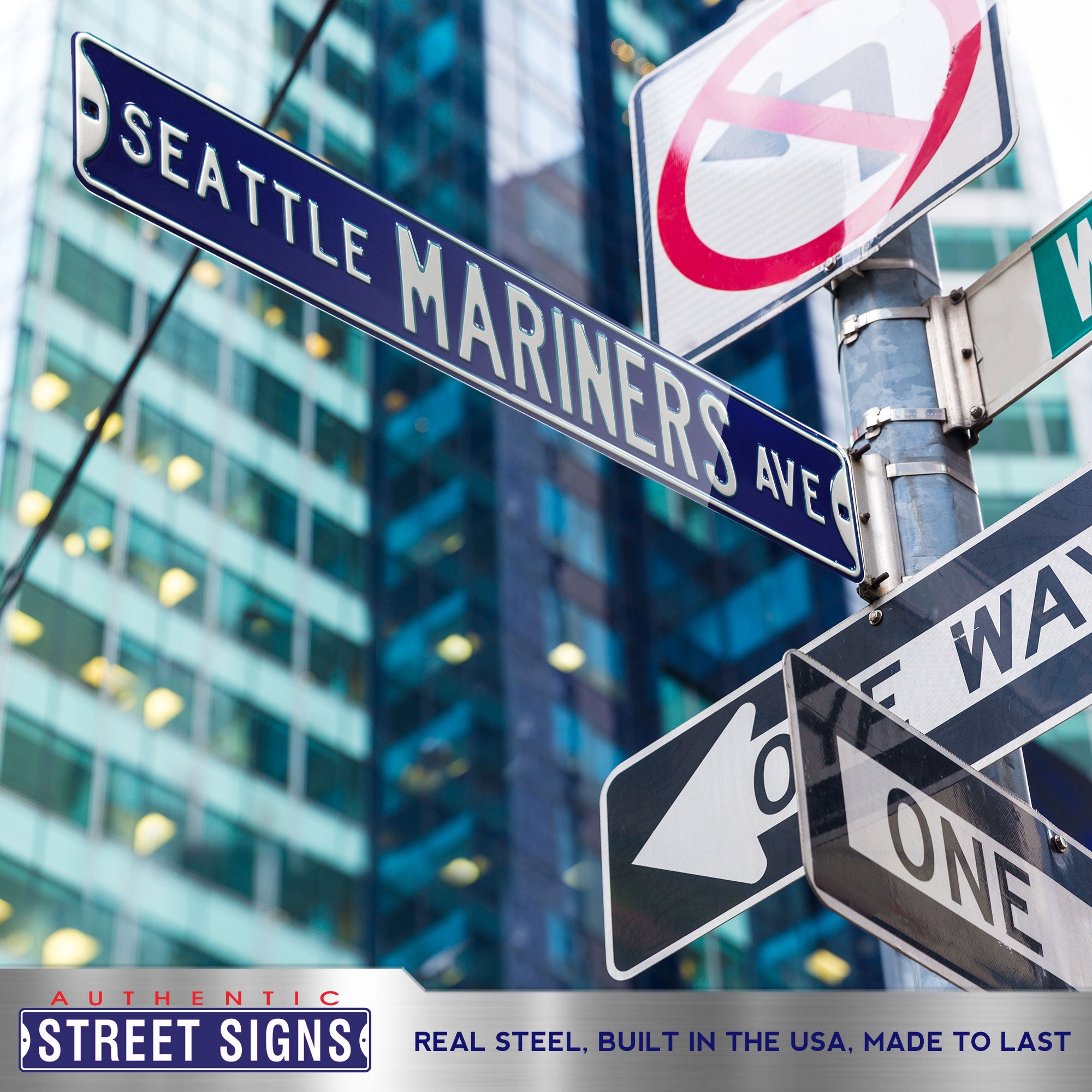 Seattle Mariners - SEATTLE MARINERS AVE - Embossed Steel Street Sign