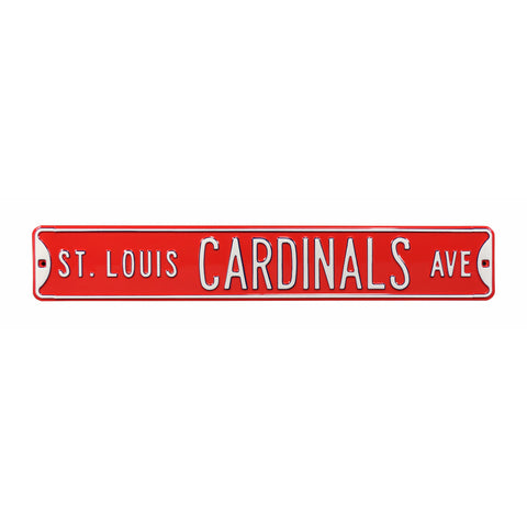 St. Louis Cardinals - CARDINALS AVE - Red Embossed Steel Street Sign