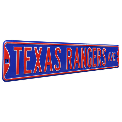 Texas Rangers - TEXAS RANGERS AVE - Embossed Steel Street Sign
