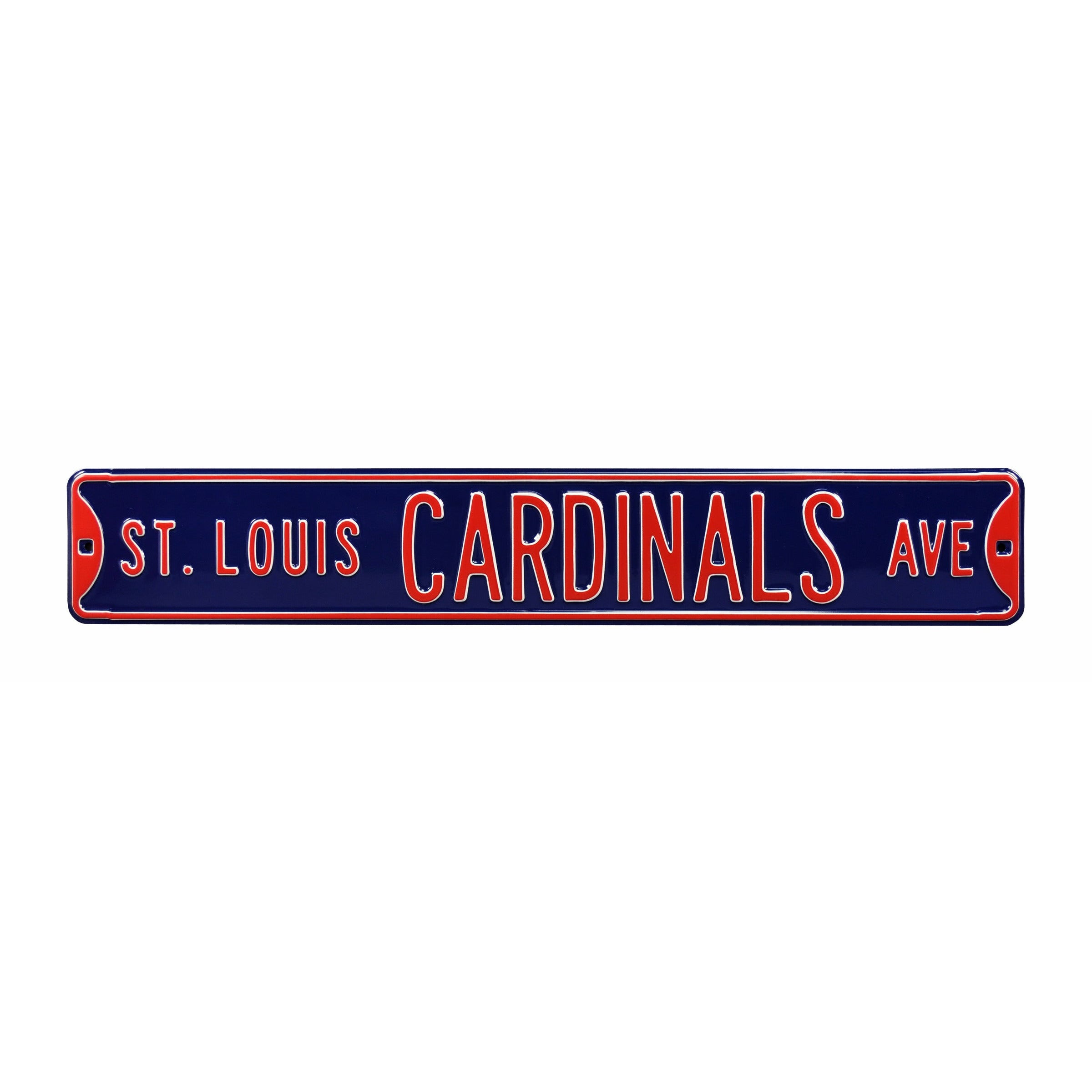 St. Louis Cardinals - CARDINALS AVE - Navy Embossed Steel Street Sign