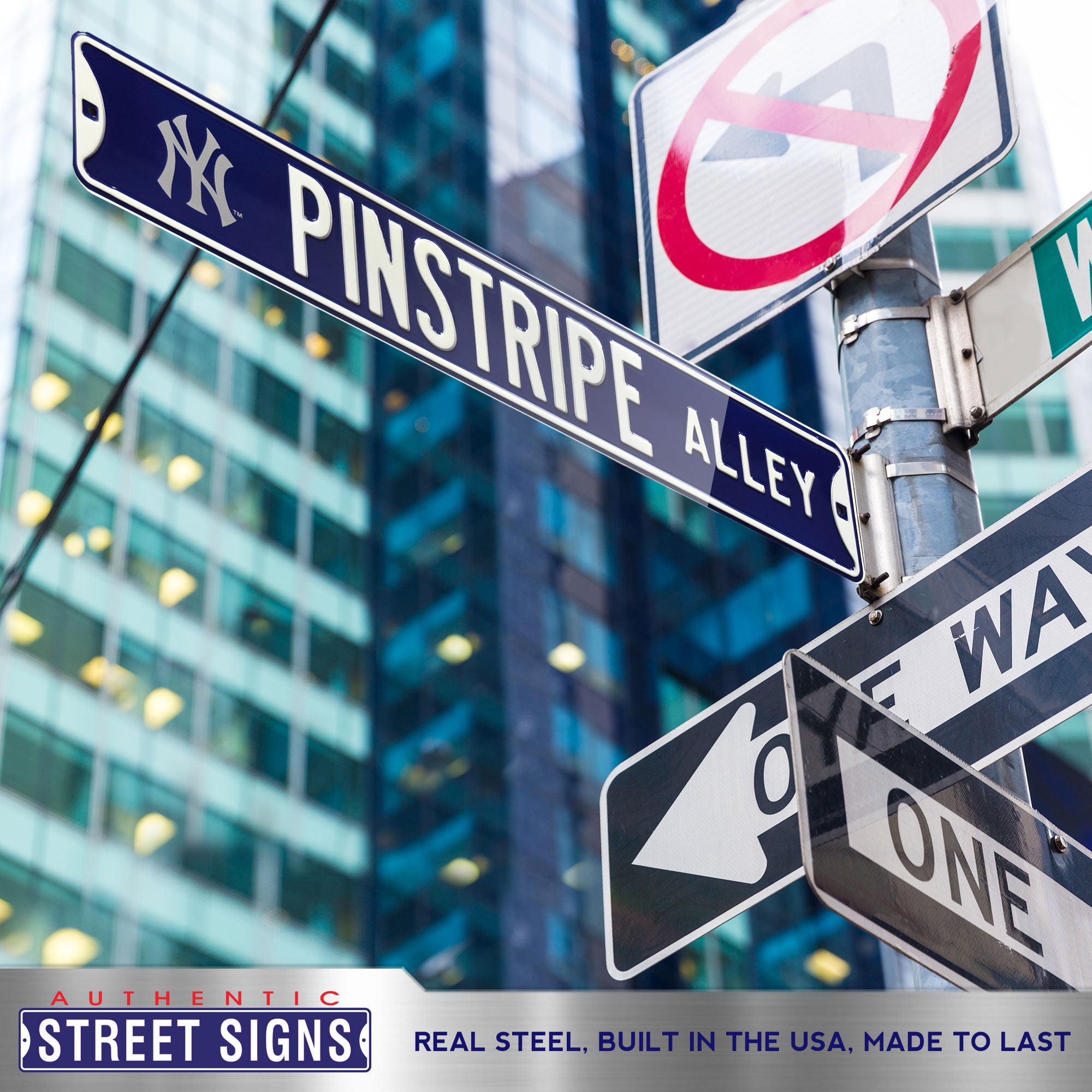 New York Yankees - PINSTRIPE ALLEY - Embossed Steel Street Sign