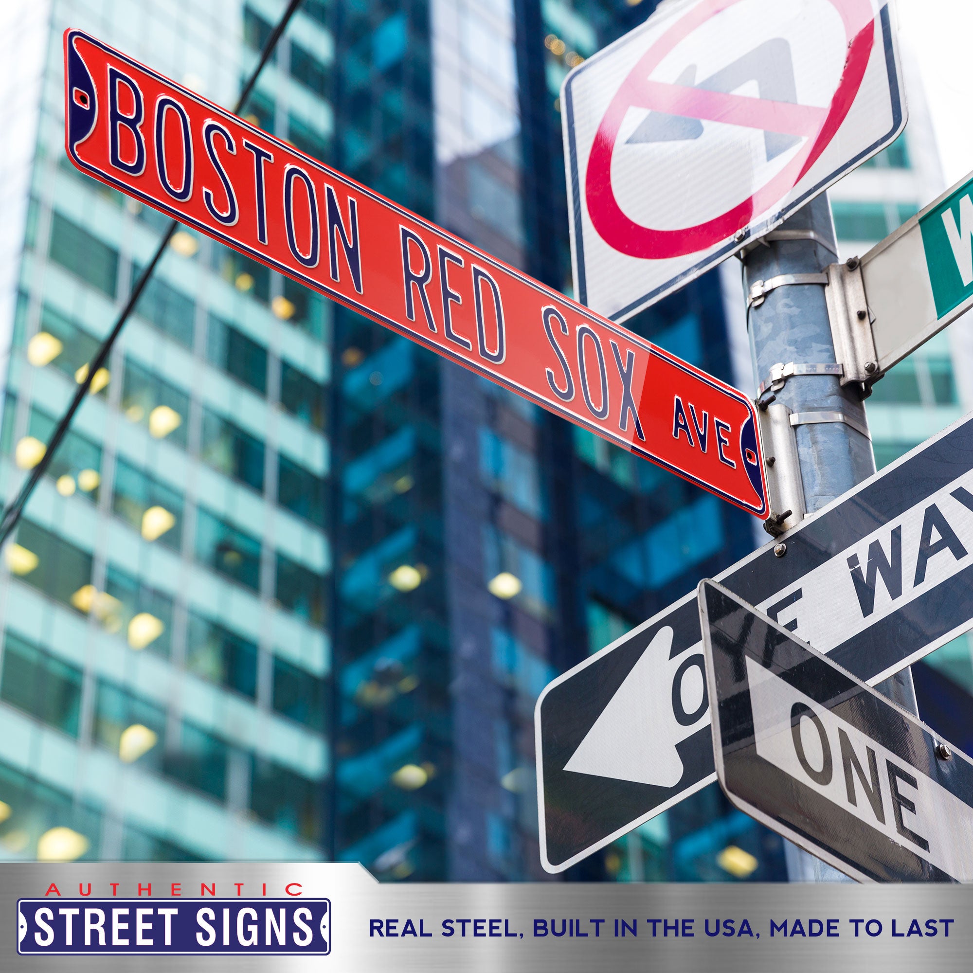 Boston Red Sox - BOSTON RED SOX AVE - Red Embossed Steel Street Sign
