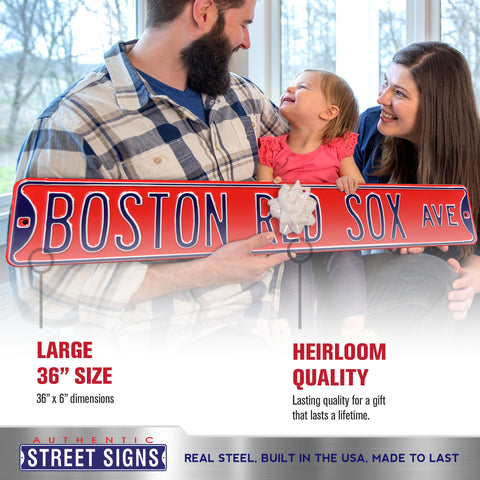 Boston Red Sox - BOSTON RED SOX AVE - Red Embossed Steel Street Sign