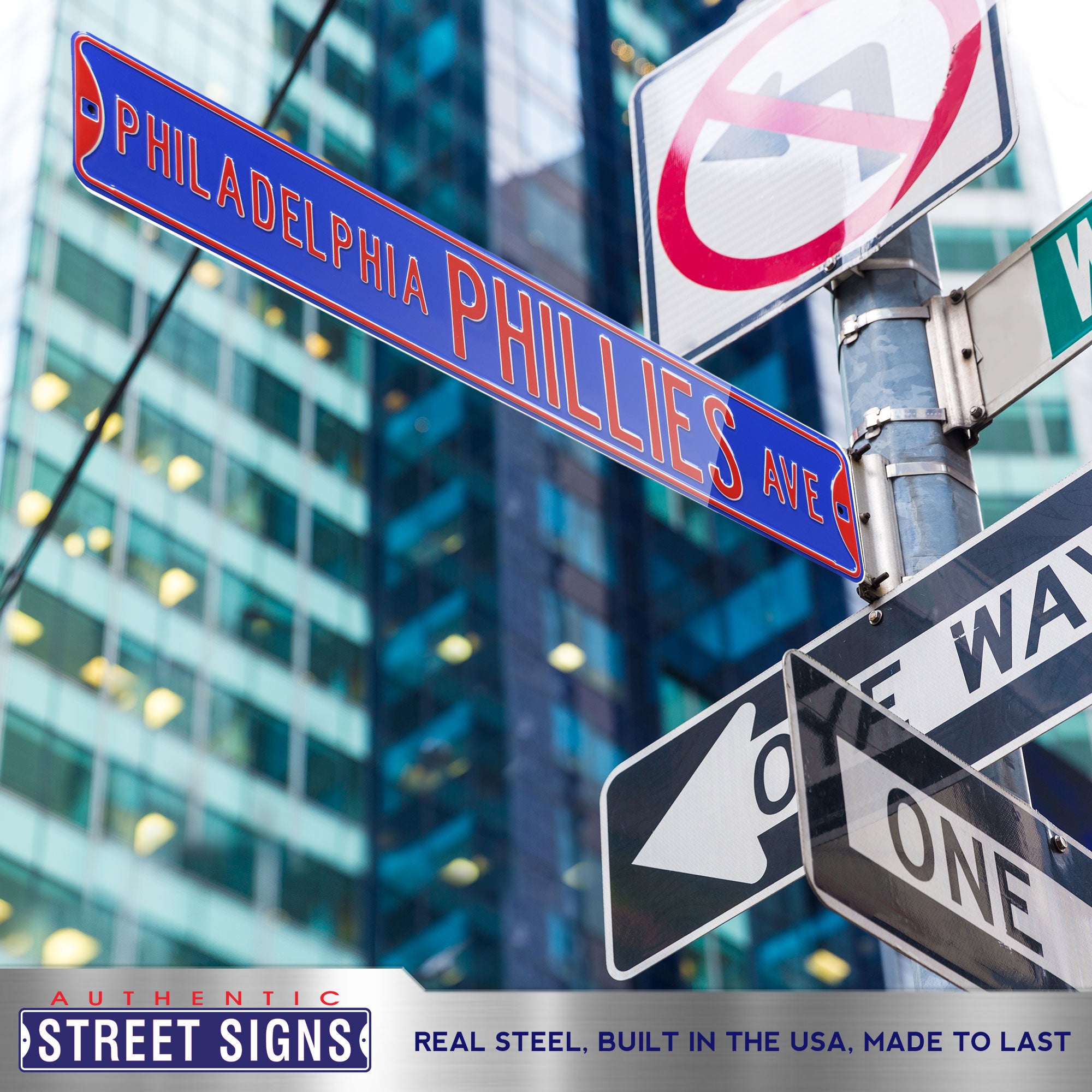 Philadelphia Phillies - PHILLIES AVE - Blue Embossed Steel Street Sign