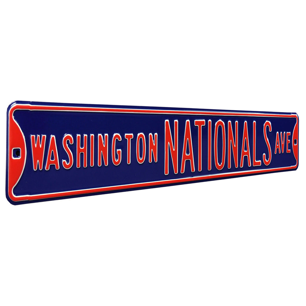 Washington Nationals - NATIONALS AVE - Navy Embossed Steel Street Sign