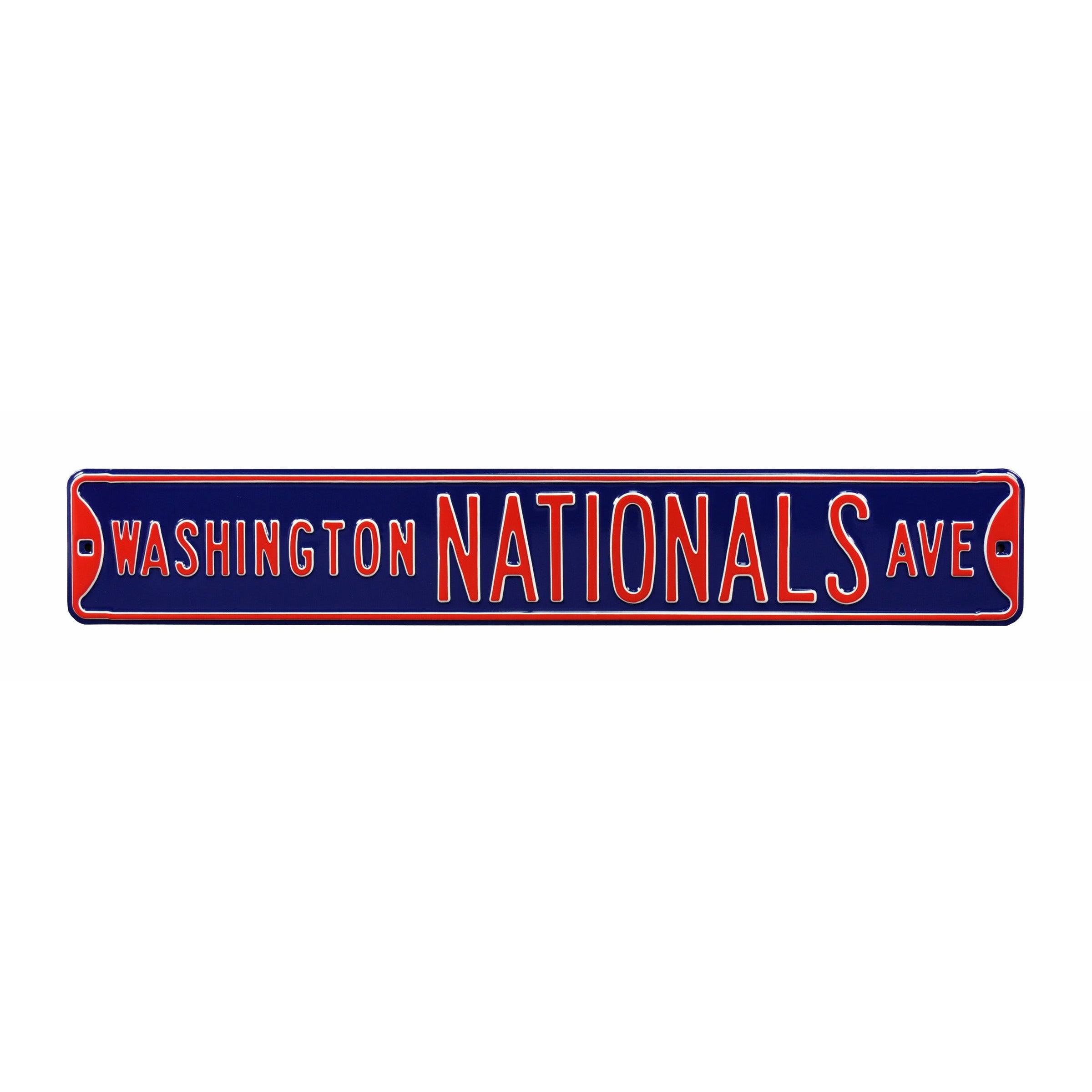Washington Nationals - NATIONALS AVE - Navy Embossed Steel Street Sign