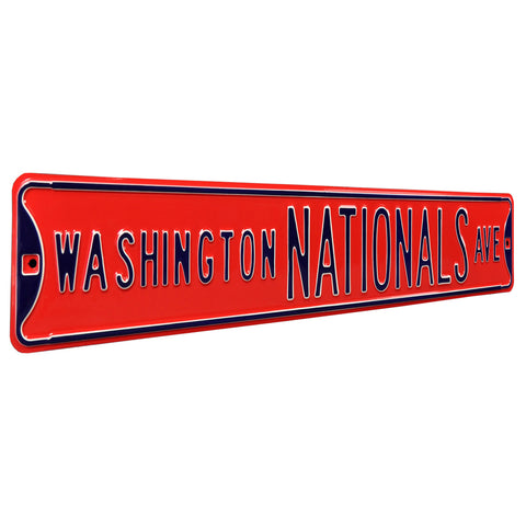 Washington Nationals - NATIONALS AVE - Red Embossed Steel Street Sign
