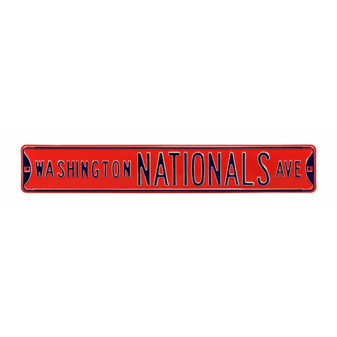 Washington Nationals - NATIONALS AVE - Red Embossed Steel Street Sign