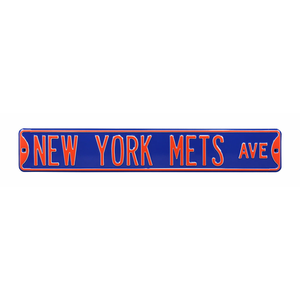 New York Mets - NEW YORK METS AVE - Blue Embossed Steel Street Sign