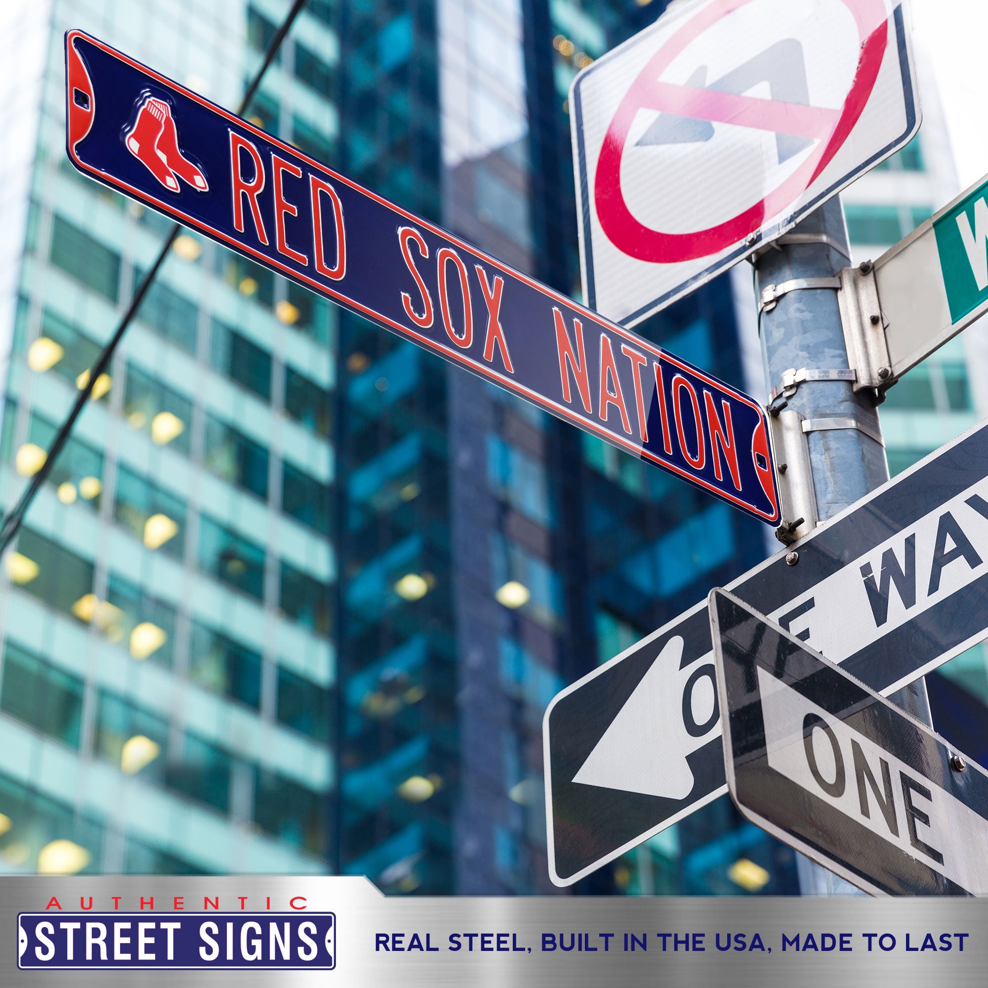 Boston Red Sox - RED SOX NATION Logo - Embossed Steel Street Sign