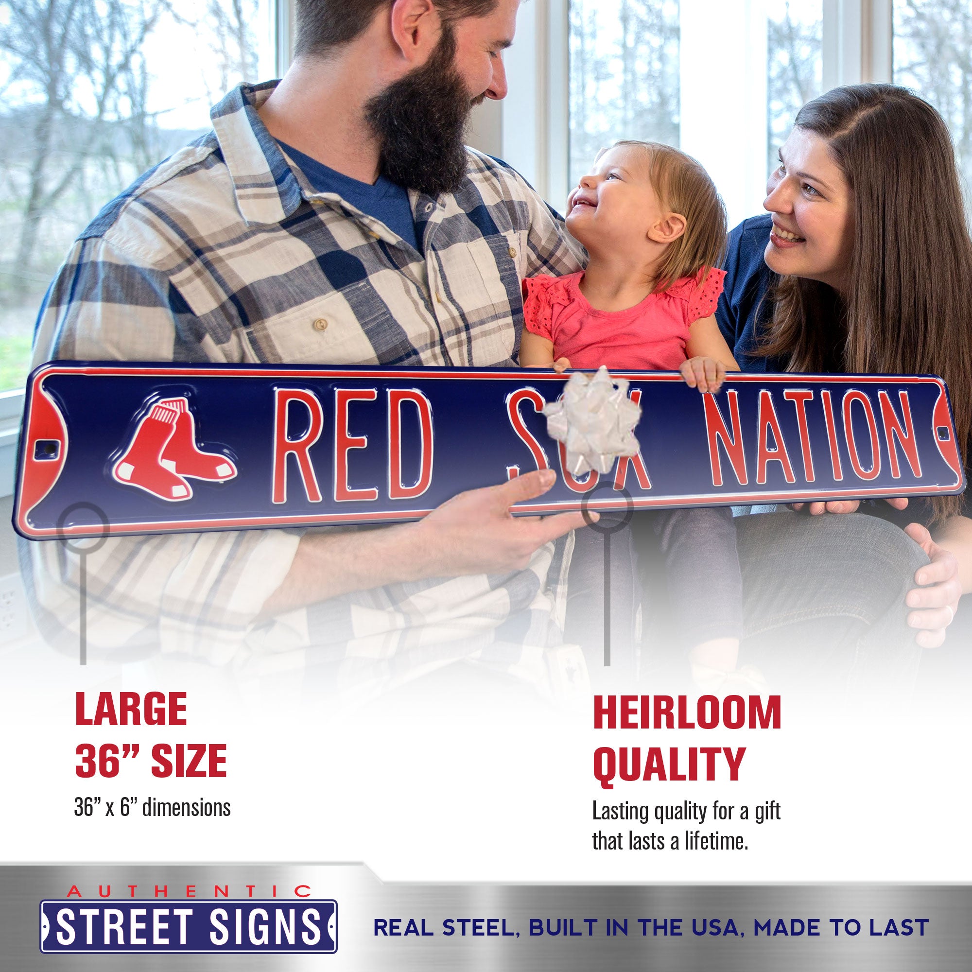 Boston Red Sox - RED SOX NATION Logo - Embossed Steel Street Sign