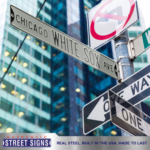 Chicago White Sox - WHITE SOX AVE - Silver Embossed Steel Street Sign