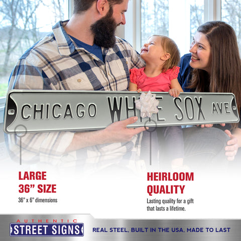 Chicago White Sox - WHITE SOX AVE - Silver Embossed Steel Street Sign
