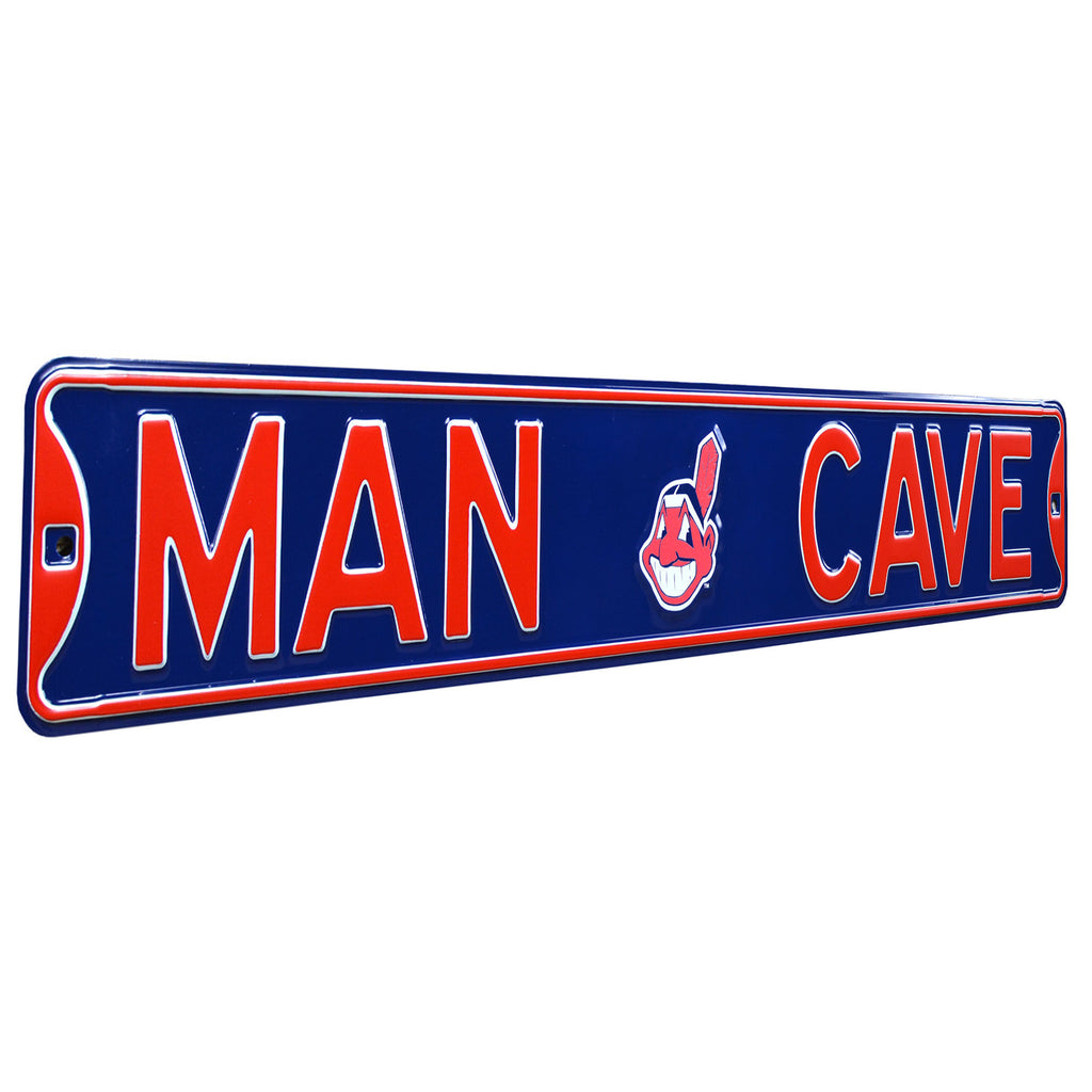 Cleveland Indians - MAN CAVE - Embossed Steel Street Sign
