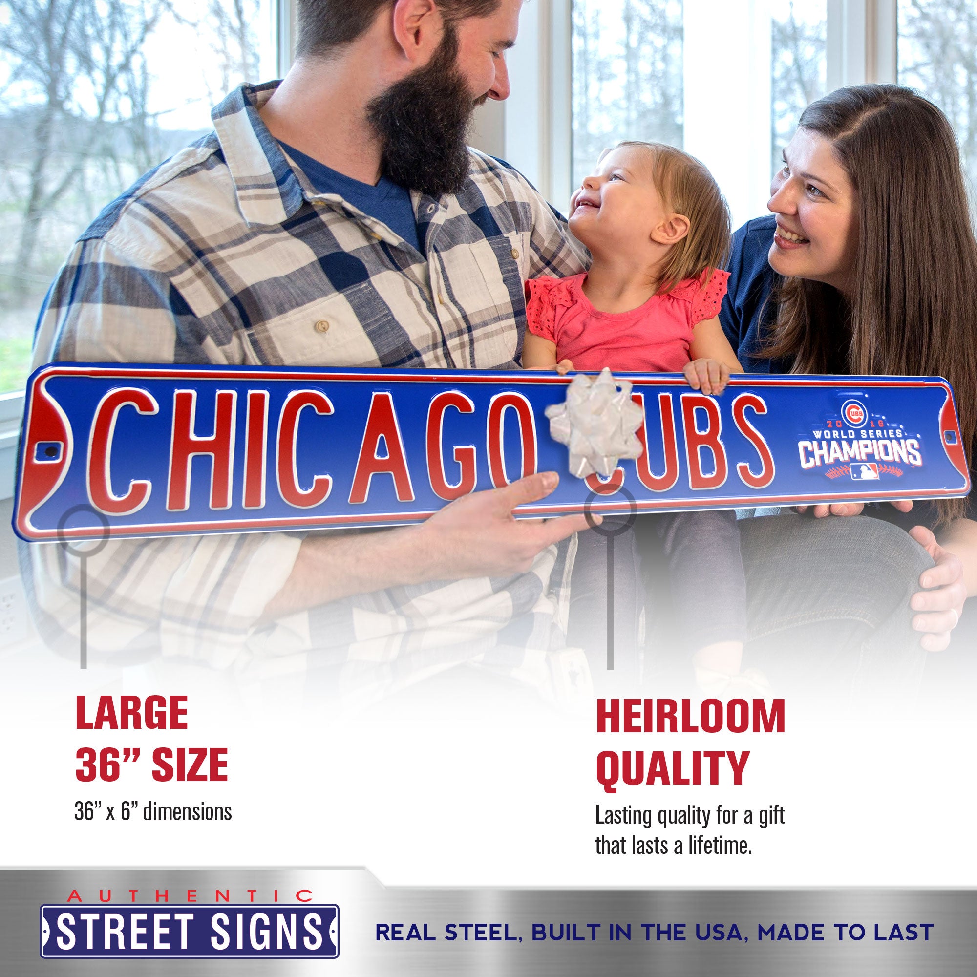 Chicago Cubs - WORLD SERIES CHAMPS - Embossed Steel Street Sign