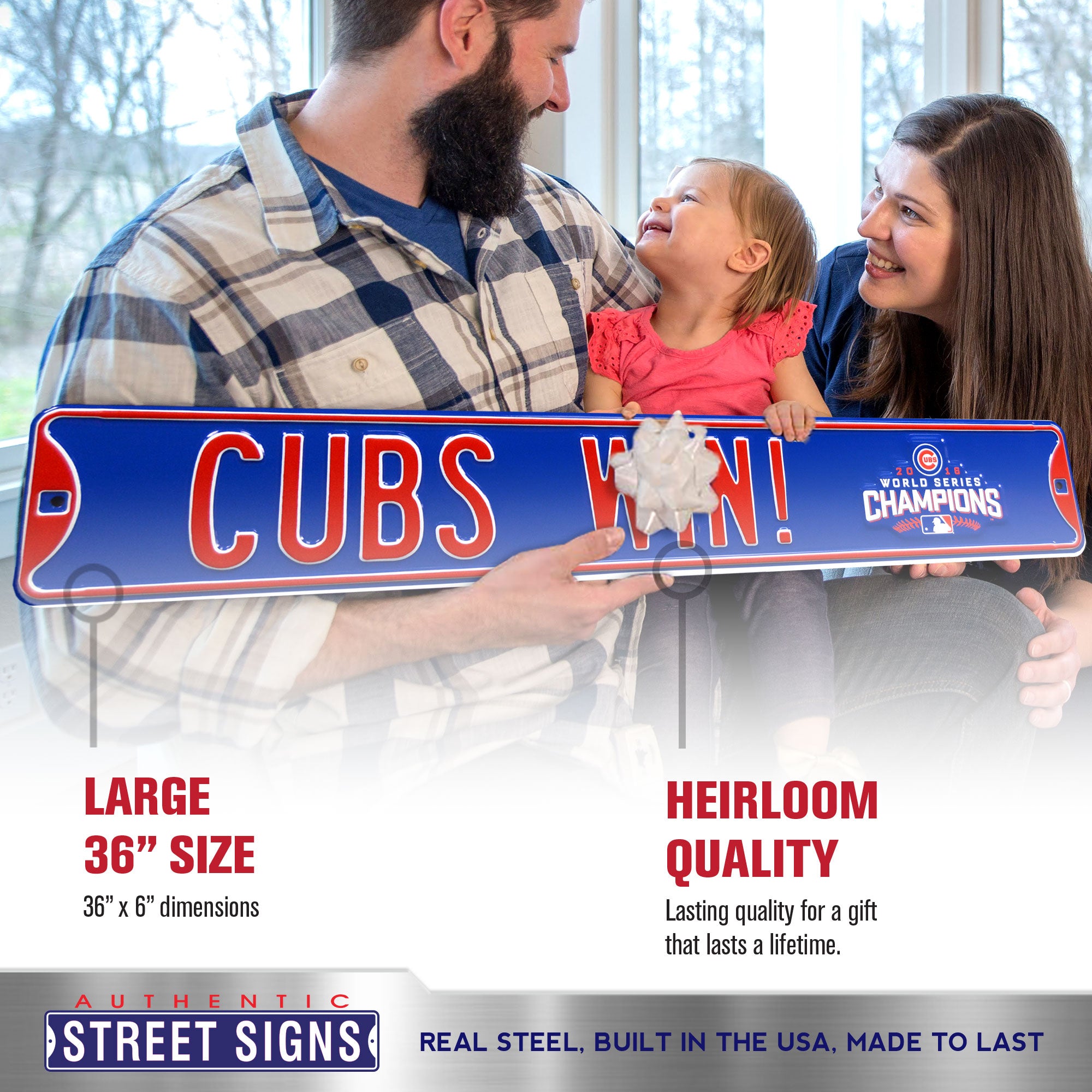 Cubs Inning Sign Chicago Cubs - CUBS WIN! - Embossed Steel Street Sign ...