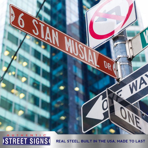 St. Louis Cardinals - 6 STAN MUSIAL DR - Embossed Steel Street Sign
