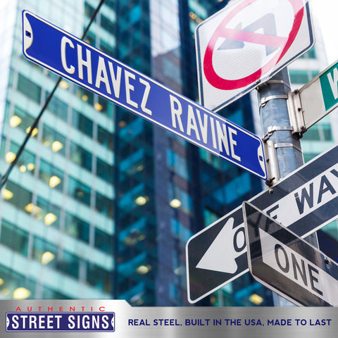 Los Angeles Dodgers - CHAVEZ RAVINE - Embossed Steel Street Sign