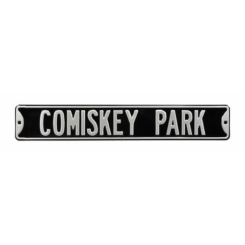 Chicago White Sox - COMISKEY PARK - Black Embossed Steel Street Sign