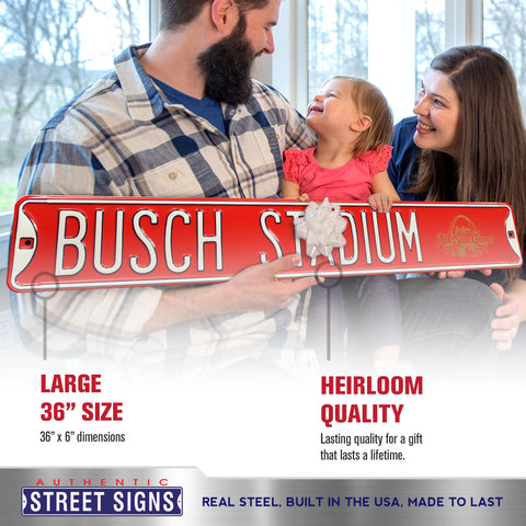 St. Louis Cardinals - BUSCH STADIUM - Embossed Steel Street Sign
