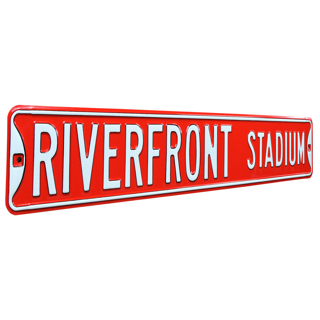 Cincinnati Reds - RIVERFRONT STADIUM - Embossed Steel Street Sign