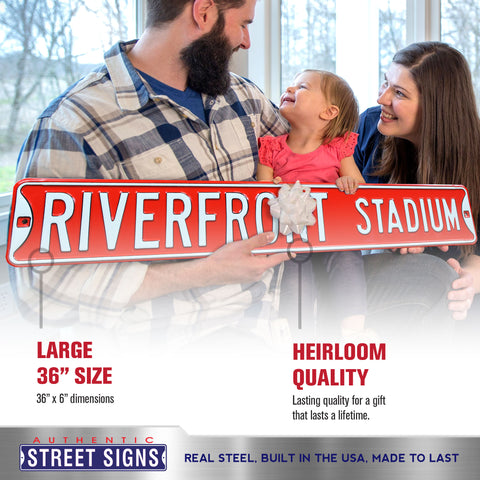 Cincinnati Reds - RIVERFRONT STADIUM - Embossed Steel Street Sign