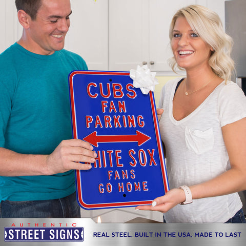 Chicago Cubs - WHITE SOX FANS GO HOME - Embossed Steel Parking Sign