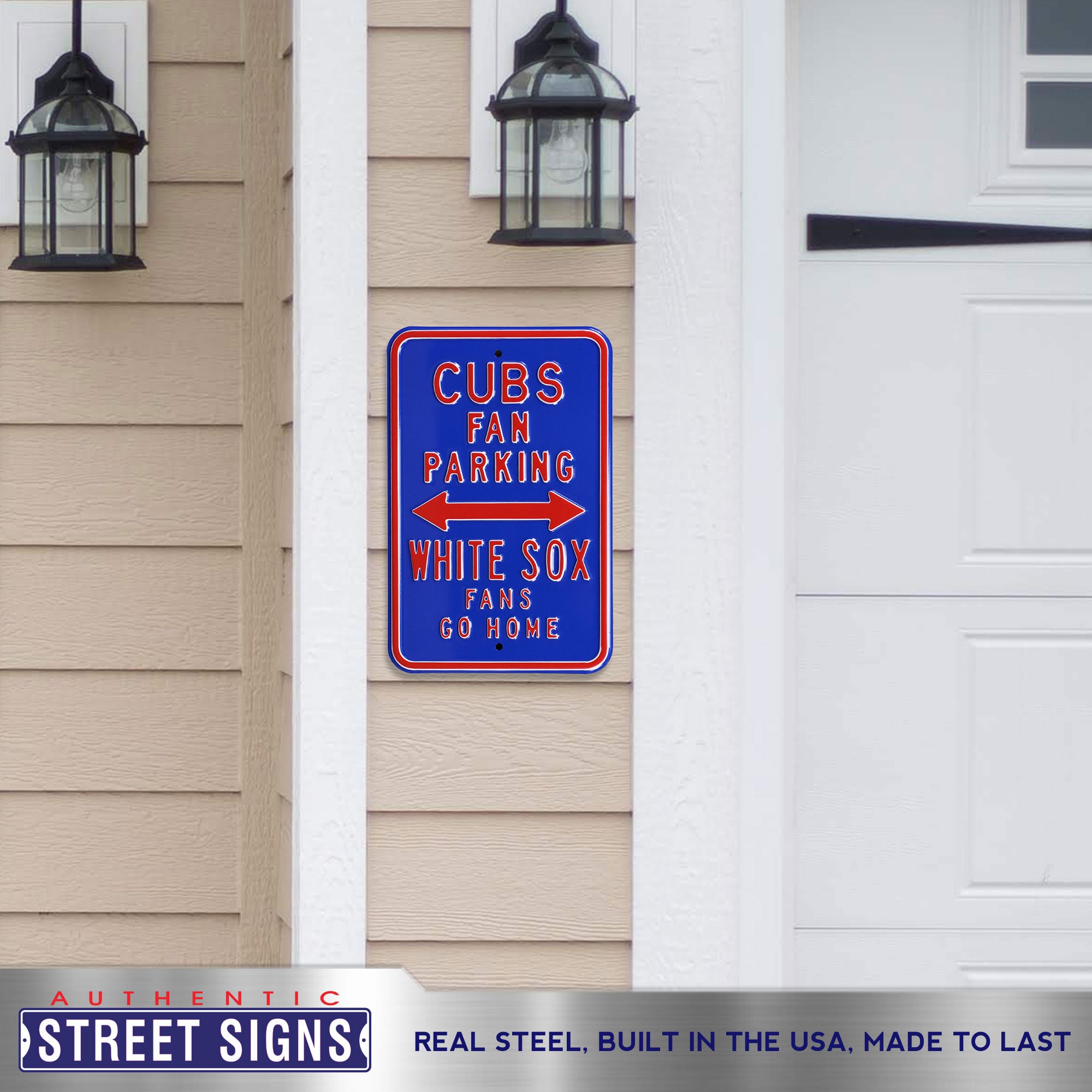 Chicago Cubs - WHITE SOX FANS GO HOME - Embossed Steel Parking Sign