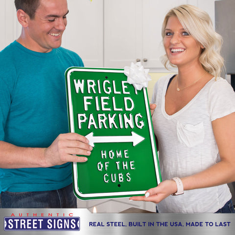 Chicago Cubs - WRIGLEY FIELD - Embossed Steel Parking Sign