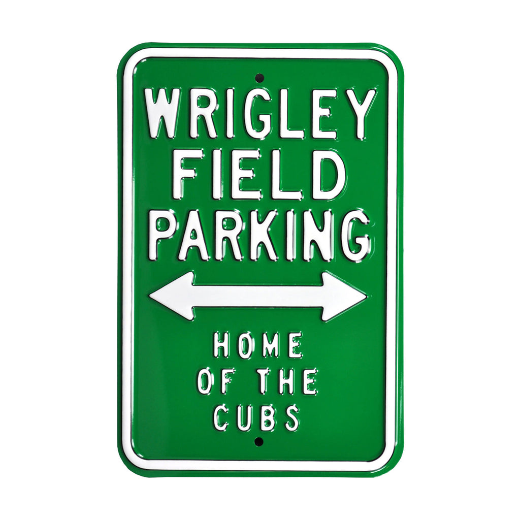 Chicago Cubs - WRIGLEY FIELD - Embossed Steel Parking Sign