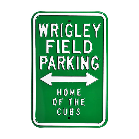 Chicago Cubs - WRIGLEY FIELD - Embossed Steel Parking Sign