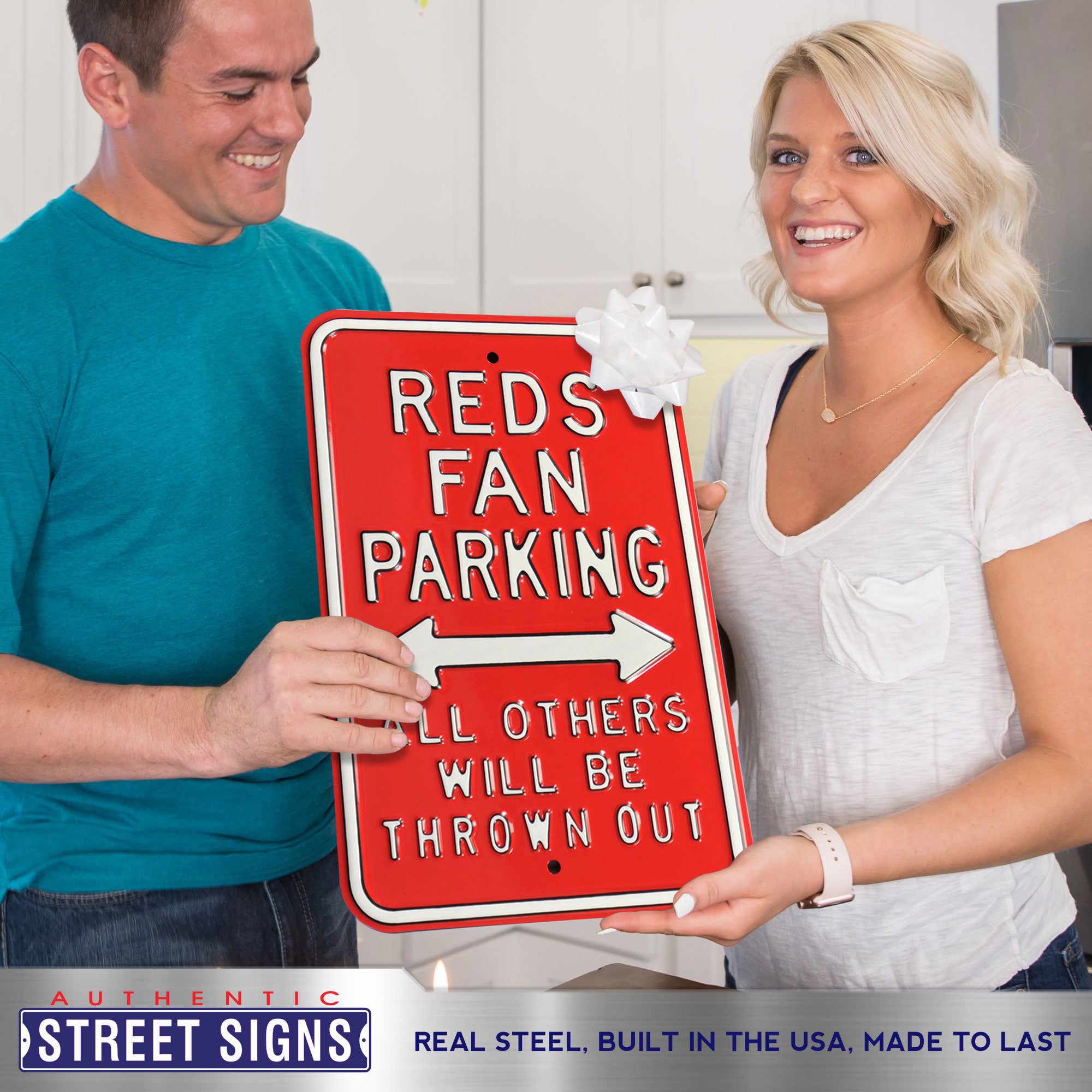 Cincinnati Reds - ALL OTHER FANS THROWN OUT - Embossed Steel Parking Sign