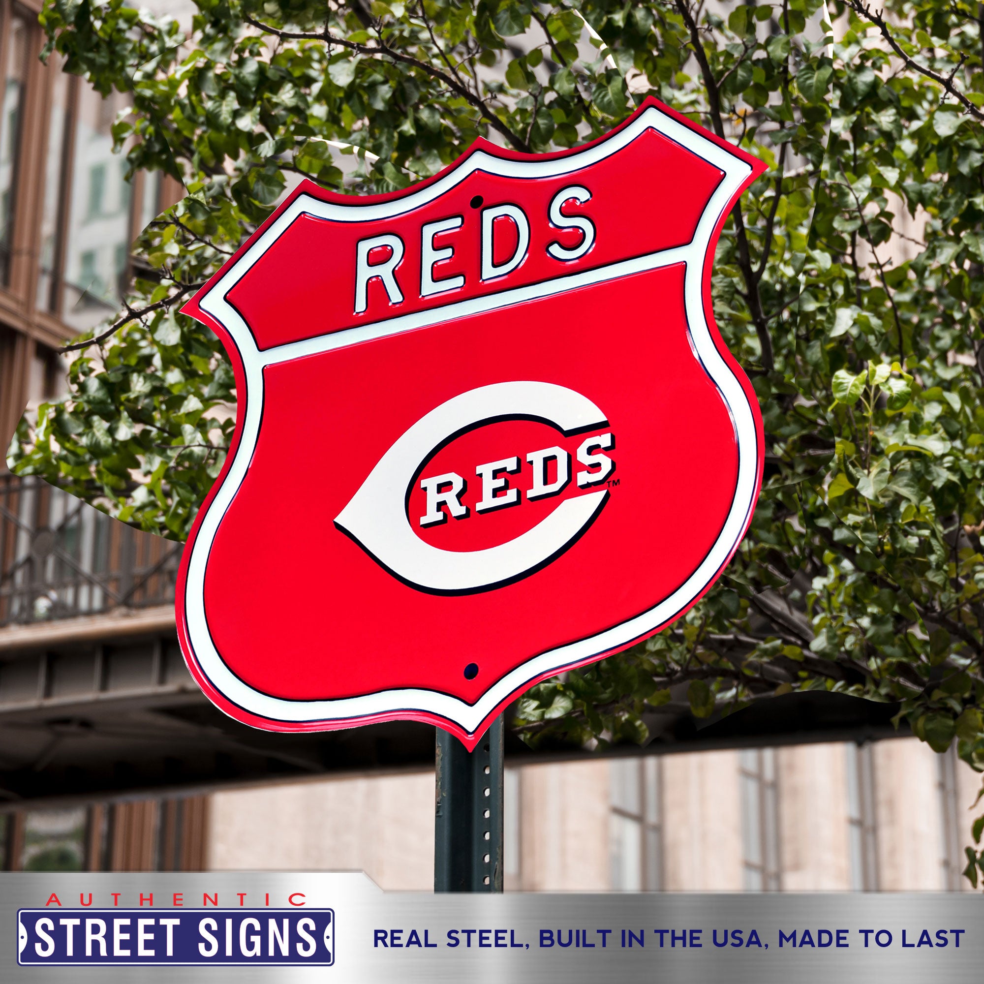 Cincinnati Reds Embossed Steel Route Sign-CLOSE OUT