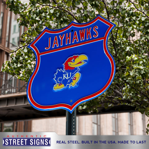 Kansas Jayhawks Embossed Steel Route Sign